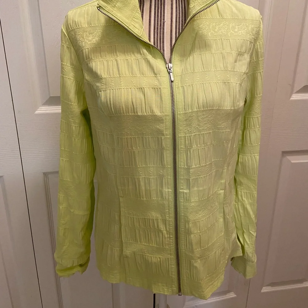 Christopher &  Banks Lime Green Jacket with roll up sleeves size Med - Picture 8 of 9